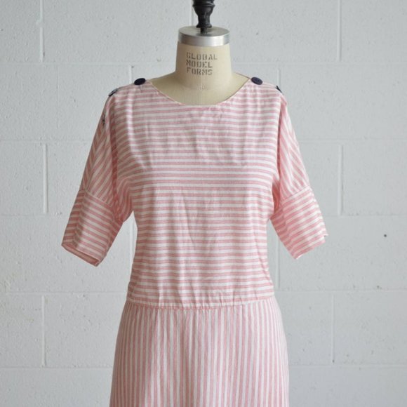 vintage red & white striped maxi dress - Picture 3 of 8